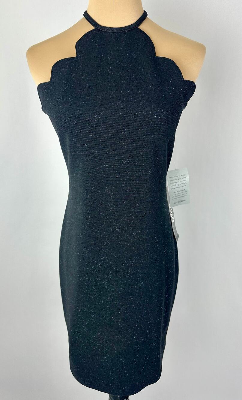 NWT Jump Apparel Black Glitter Halter Mini Dress 5 6 Y2K Cocktail Party Sparkle